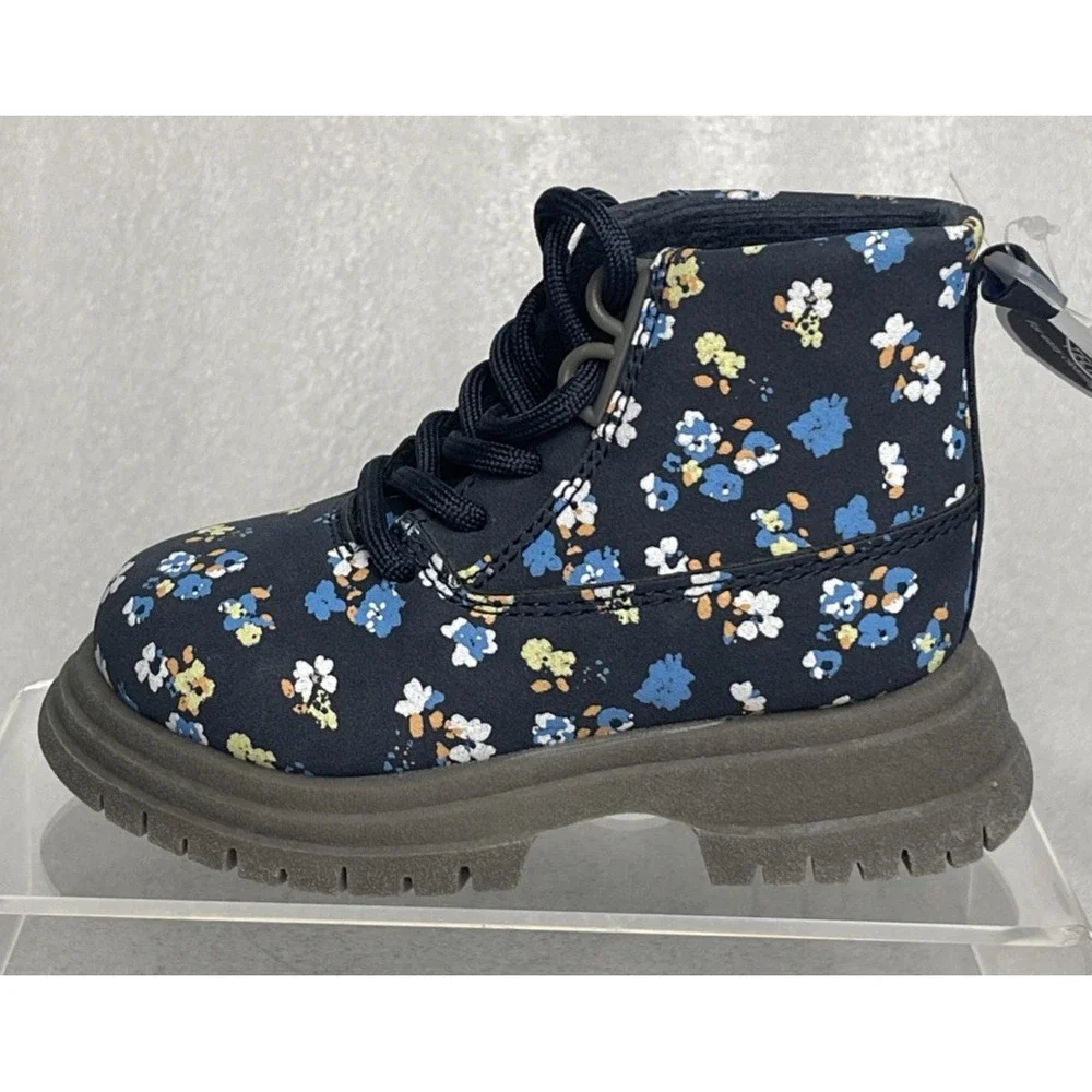 Oshkosh Floral Flower‎ Print Blue Fashion Boots Toddler Girls Size 5 NEW
